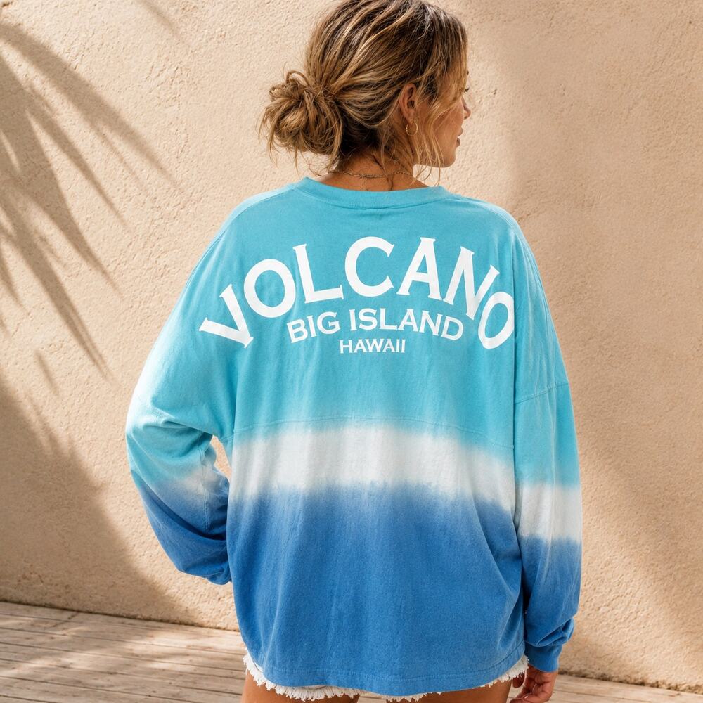 Spirit Jersey Volcano Big Island Hawaii Dip Dye Long Sleeve Shirt Large